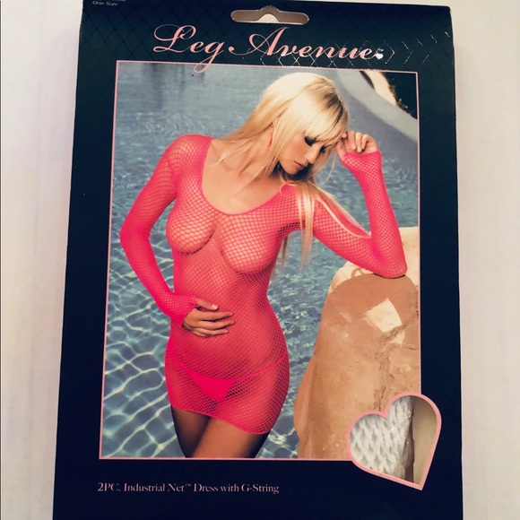 Leg Avenue 2 PC Net Dress G-string White - Picture 1 of 2